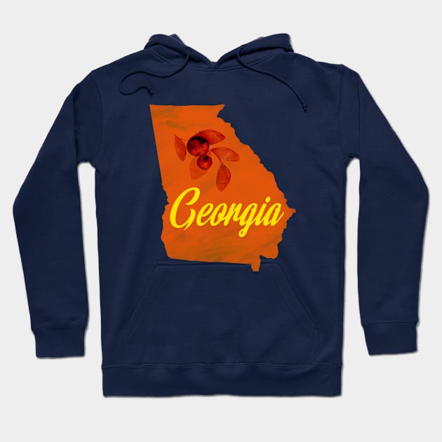 The State of Georgia - Peach Watercolor Hoodie by loudestkitten